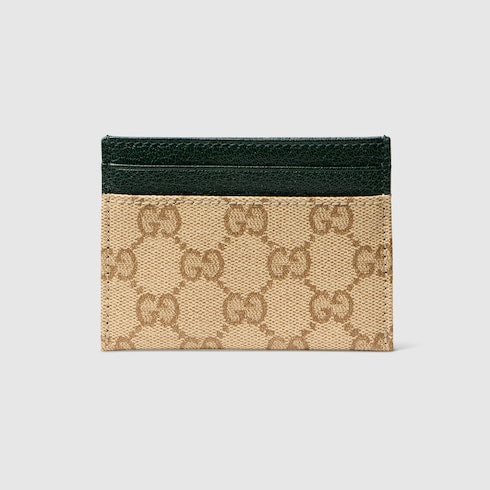 Gucci Essence Classic card case - sand and brown coated GG canvas