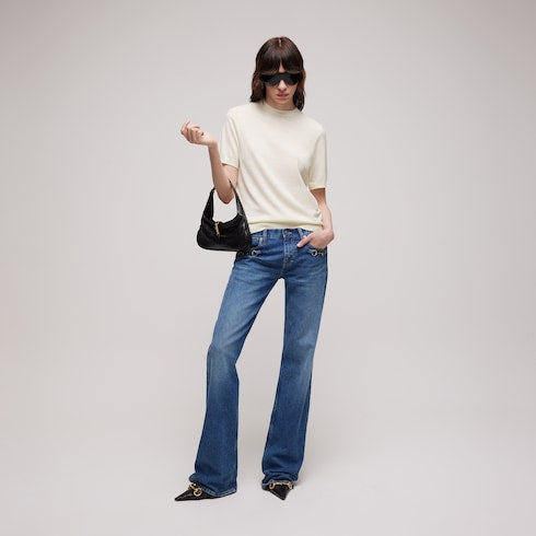 Fine wool sweater with embroidery - white