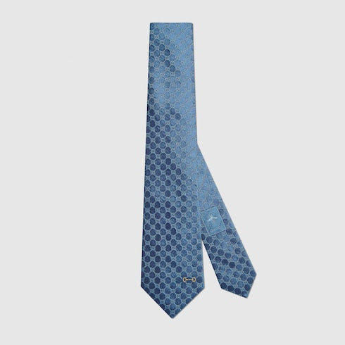 GG silk jacquard tie - light blue