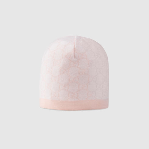Baby GG pattern wool hat - White And Pink GG Wool