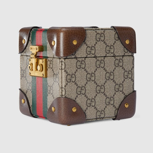 Gucci Savoy mini rigid watch case - beige and ebony Supreme
