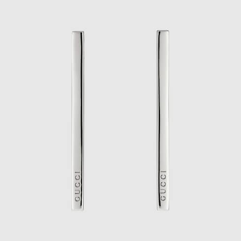 Long bar earrings - palladium-toned brass
