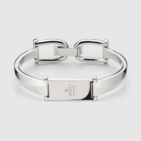 Stirrup motif bangle bracelet - palladium-toned brass