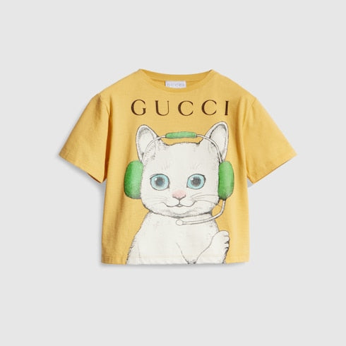 Children's cotton T-shirt with print - pale yellow
