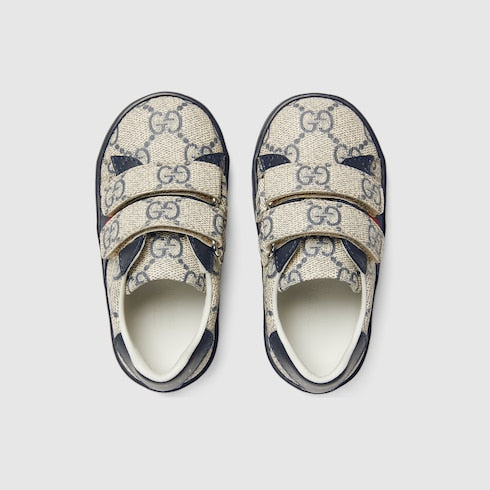 Toddler Gucci Ace sneaker - blue and grey GG Supreme