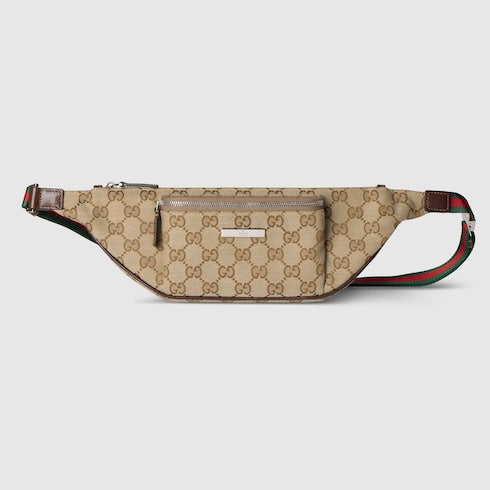 Flatpack small belt bag - sand and brown GG canvas