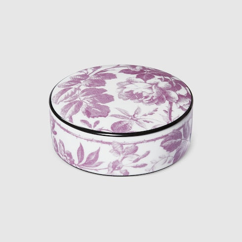 Gucci Flora Sketch print round box - white and purple porcelain