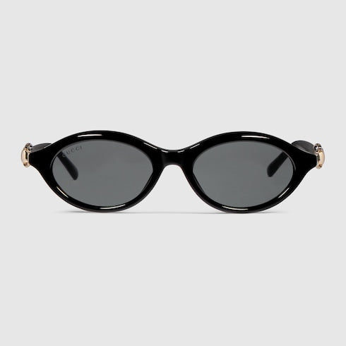 Oval-frame sunglasses - black