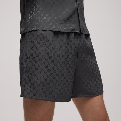 GG silk jacquard shorts - dark grey
