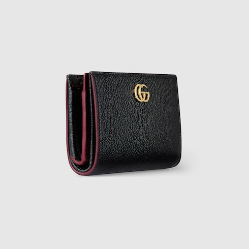 Bi-color GG Marmont small wallet - black and red leather
