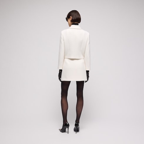 Crêpe wool jacket with Double G button - white