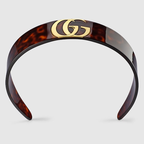 Hair band with Double G - brown tortoiseshell resin