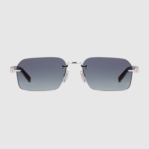Rectangular-frame sunglasses - silver metal