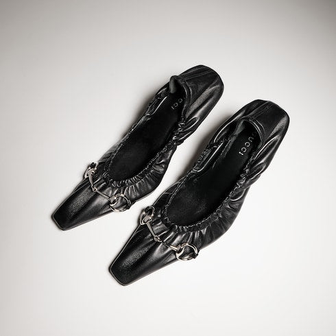 Women's Vittoria pump with elastic - black soft nappa leather