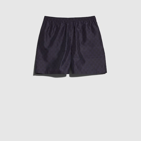 Printed polyester poplin swim shorts - dark blue