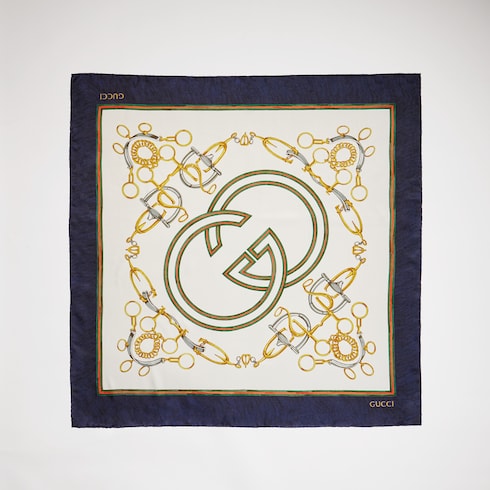 "Your Majesty" printed silk carré - multicolor