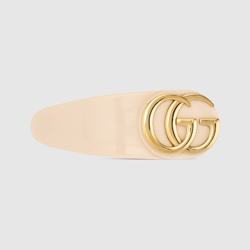 Hair clip with Double G - white resin