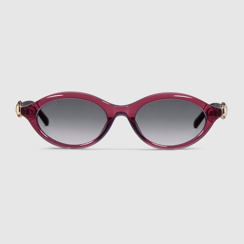 Oval-frame sunglasses - transparent burgundy