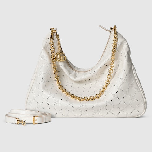 Lady Lunetta Chain medium shoulder bag - white GG leather