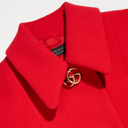 Crêpe wool jacket with Double G button - red