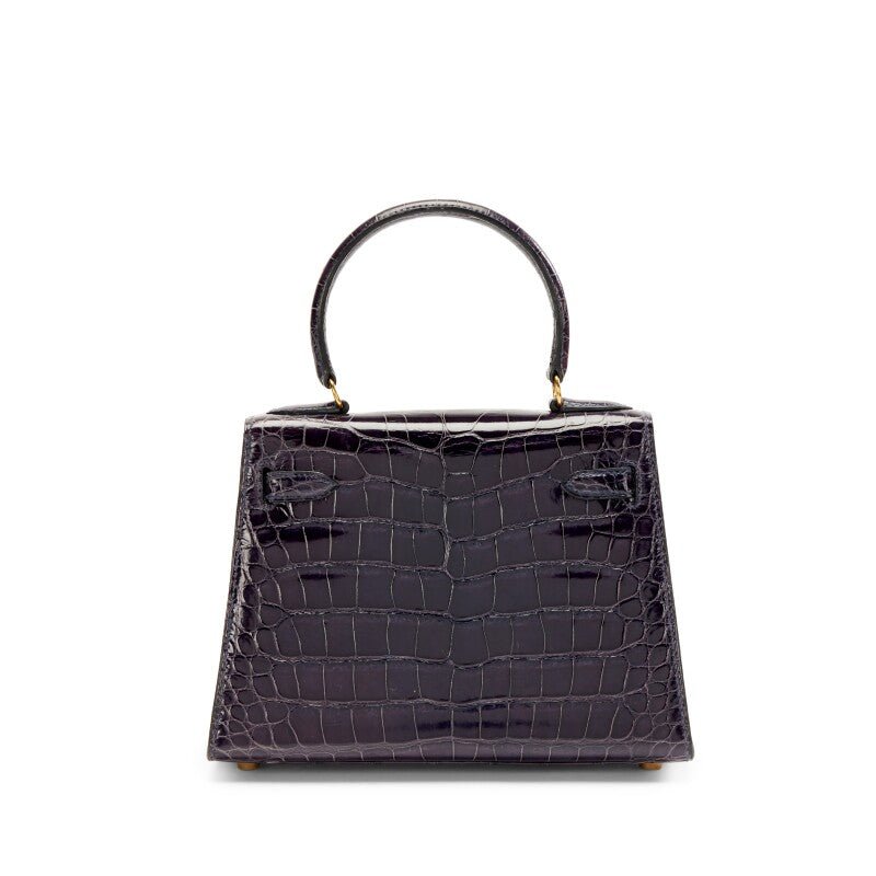 Vintage Bleu Sapphire Shiny alligator Mini Kelly 20 Gold Hardware, 1993 - Crowned Bag