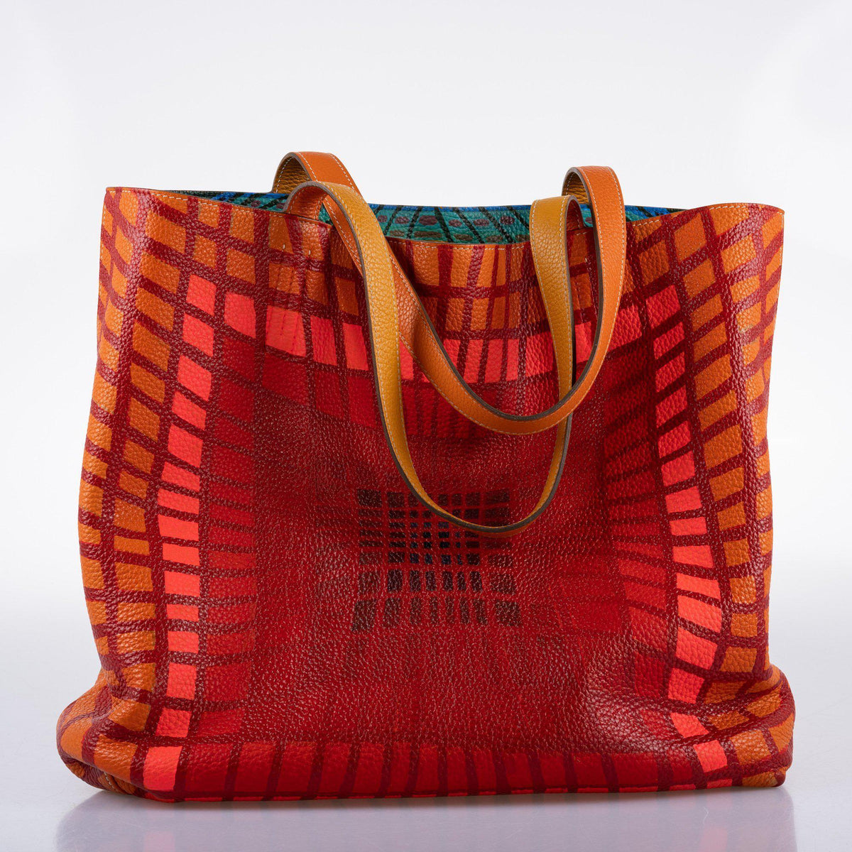 Vintage Hermes Double ‘Cyber’ Sens 36 Custom Painted Clemence Reversible Tote - Crowned Bag