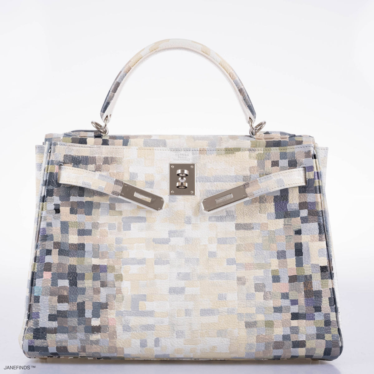Vintage Hermes Kelly 32 Digital Hima Custom Painted Clemence with Palladium Hardware - Crowned Bag