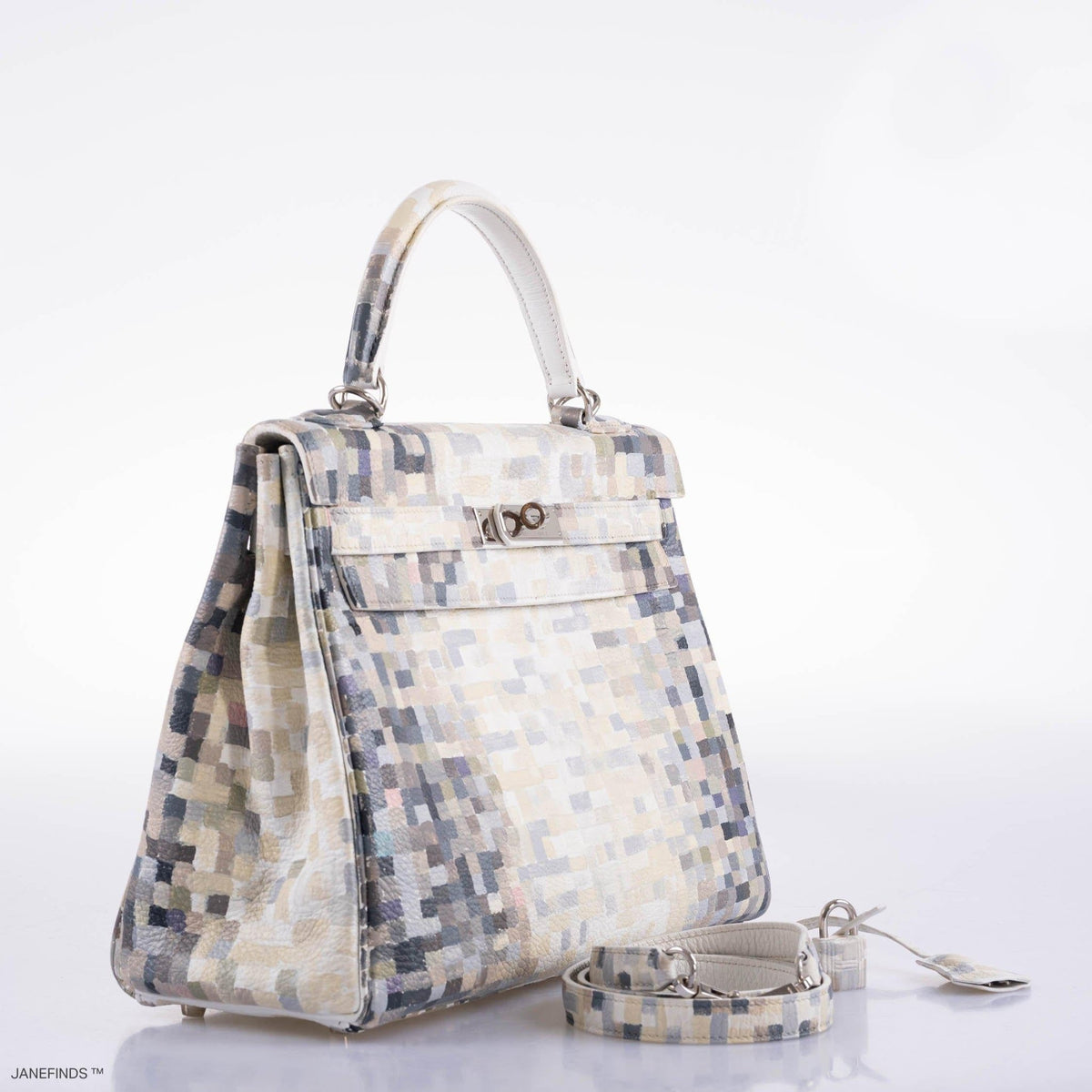 Vintage Hermes Kelly 32 Digital Hima Custom Painted Clemence with Palladium Hardware - Crowned Bag