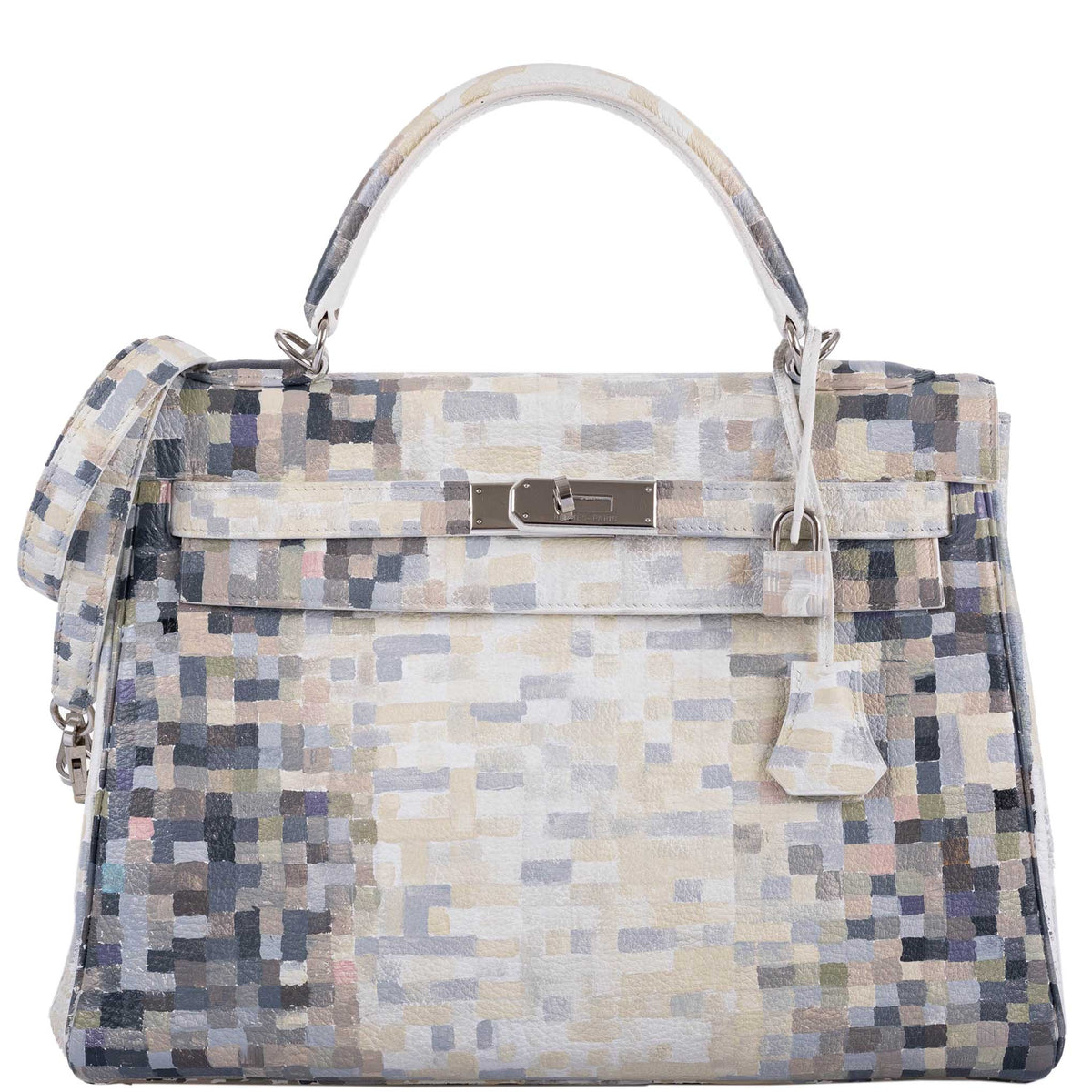 Vintage Hermes Kelly 32 Digital Hima Custom Painted Clemence with Palladium Hardware - Crowned Bag