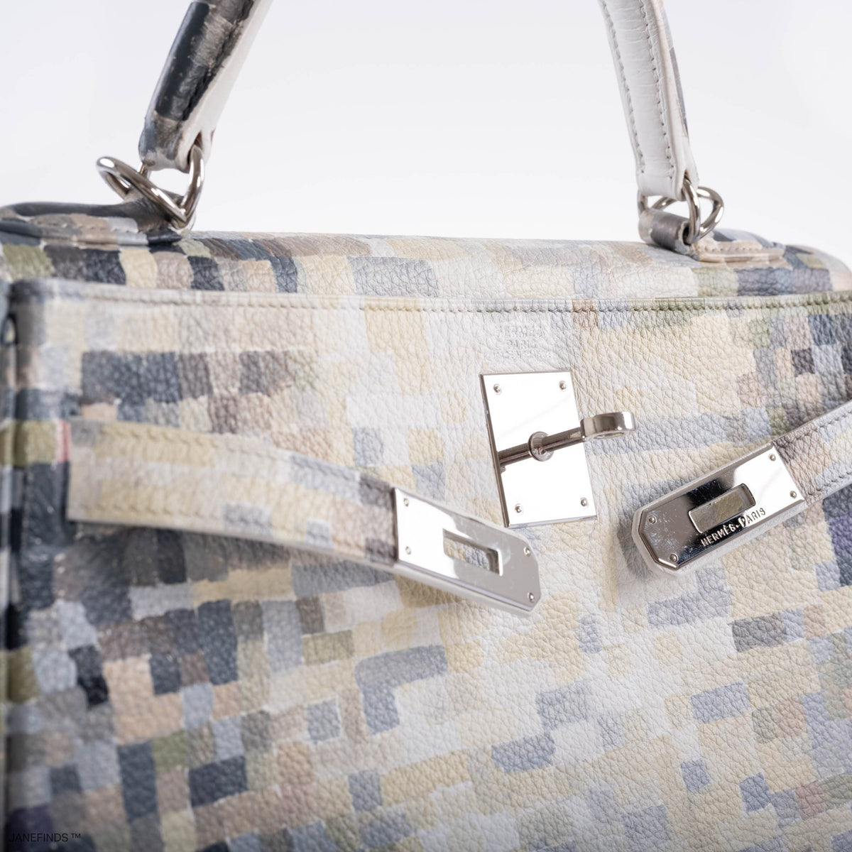 Vintage Hermes Kelly 32 Digital Hima Custom Painted Clemence with Palladium Hardware - Crowned Bag