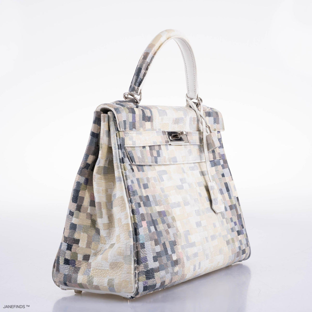Vintage Hermes Kelly 32 Digital Hima Custom Painted Clemence with Palladium Hardware - Crowned Bag