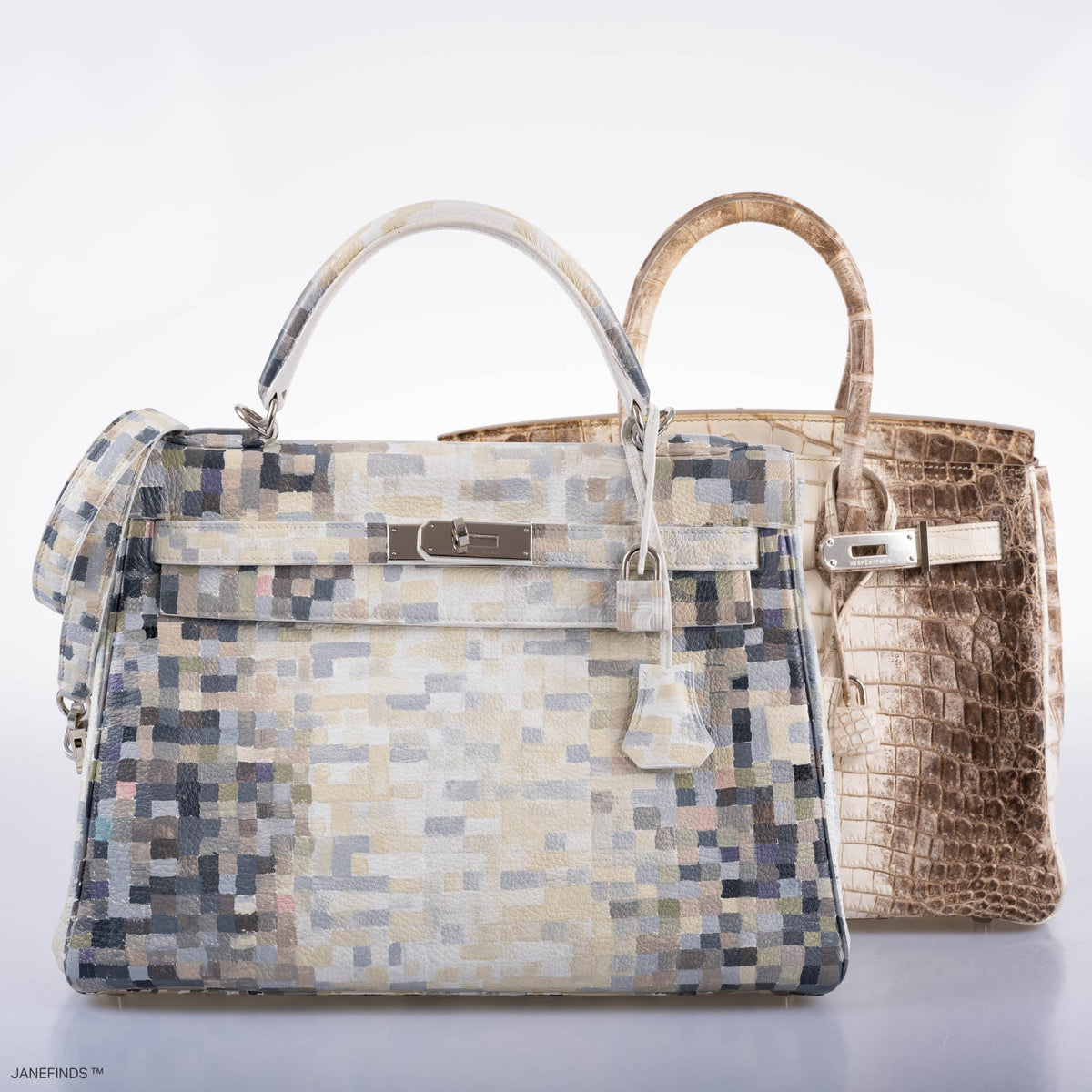 Vintage Hermes Kelly 32 Digital Hima Custom Painted Clemence with Palladium Hardware - Crowned Bag