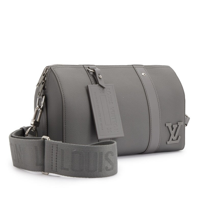 Virgil Abloh Gray Aerogram Leather City Keepall Silver Hardware, 2021-2022 - Crowned Bag