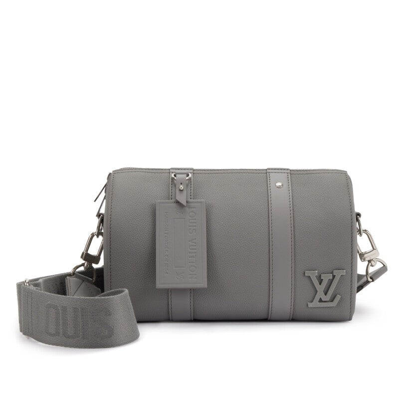 Virgil Abloh Gray Aerogram Leather City Keepall Silver Hardware, 2021-2022 - Crowned Bag