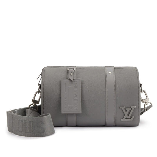 Virgil Abloh Gray Aerogram Leather City Keepall Silver Hardware, 2021-2022 - Crowned Bag