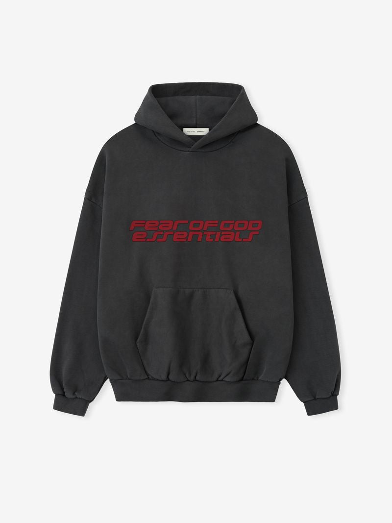 Fear of God Essentials Heavy Fleece 90s Hoodie Black Red BagAg